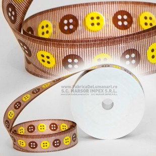 Rolă panglică poliester maro 2 cm pentru flori